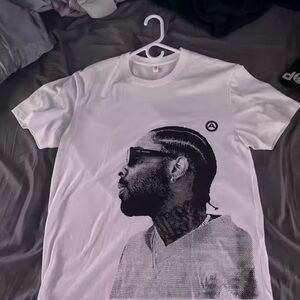 White Graphic T-Shirt with Black Print